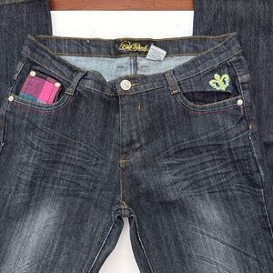 Old Skool Black Denim Jeans Embroidered Accrbts sz 13 Juniors